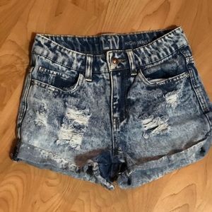 high waisted denim shorts